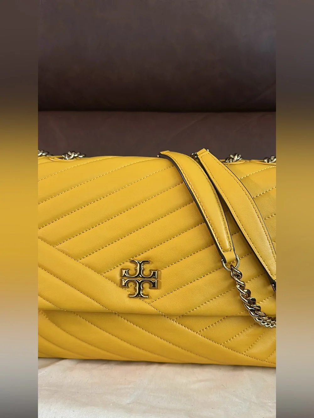 Tory Burch Kira Chevron Convertible Shoulder Bag in quilted leather.
